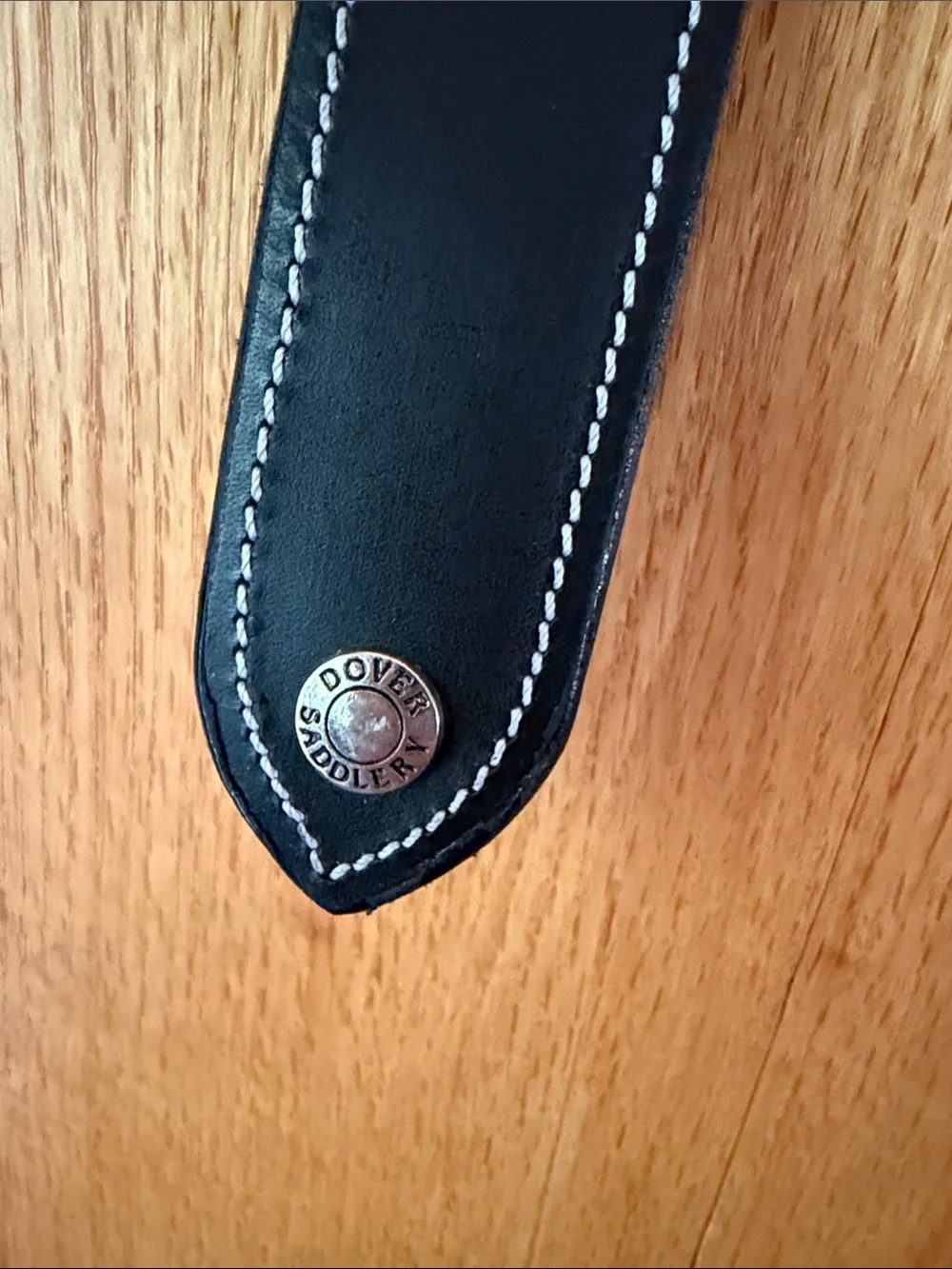 Dover Saddlery Black Leather Equestrian Horse Riding Belt 28 white stitching EUC